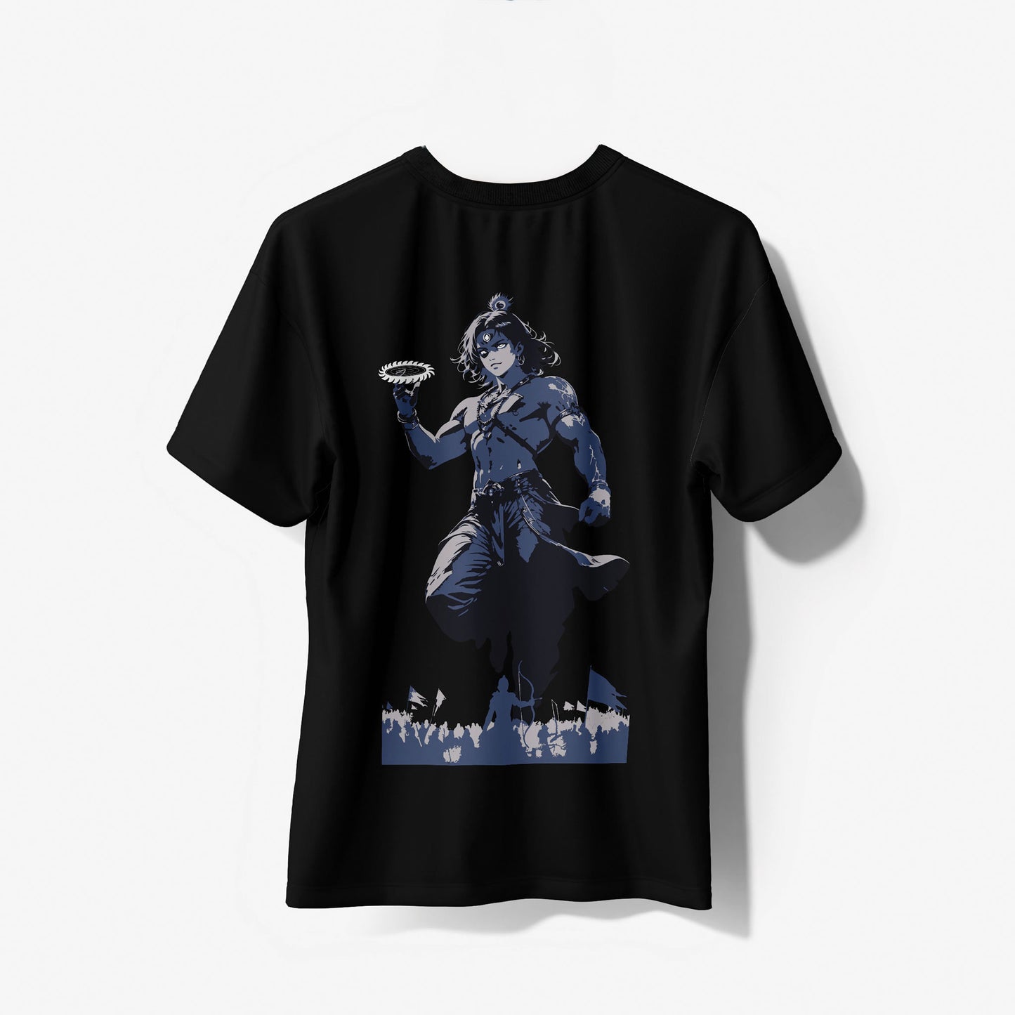 कृष्ण सदा सहायते - Round Neck Pure Cotton Black T-Shirt