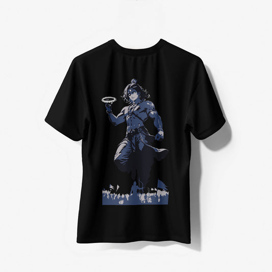 कृष्ण सदा सहायते - Round Neck Pure Cotton Black T-Shirt