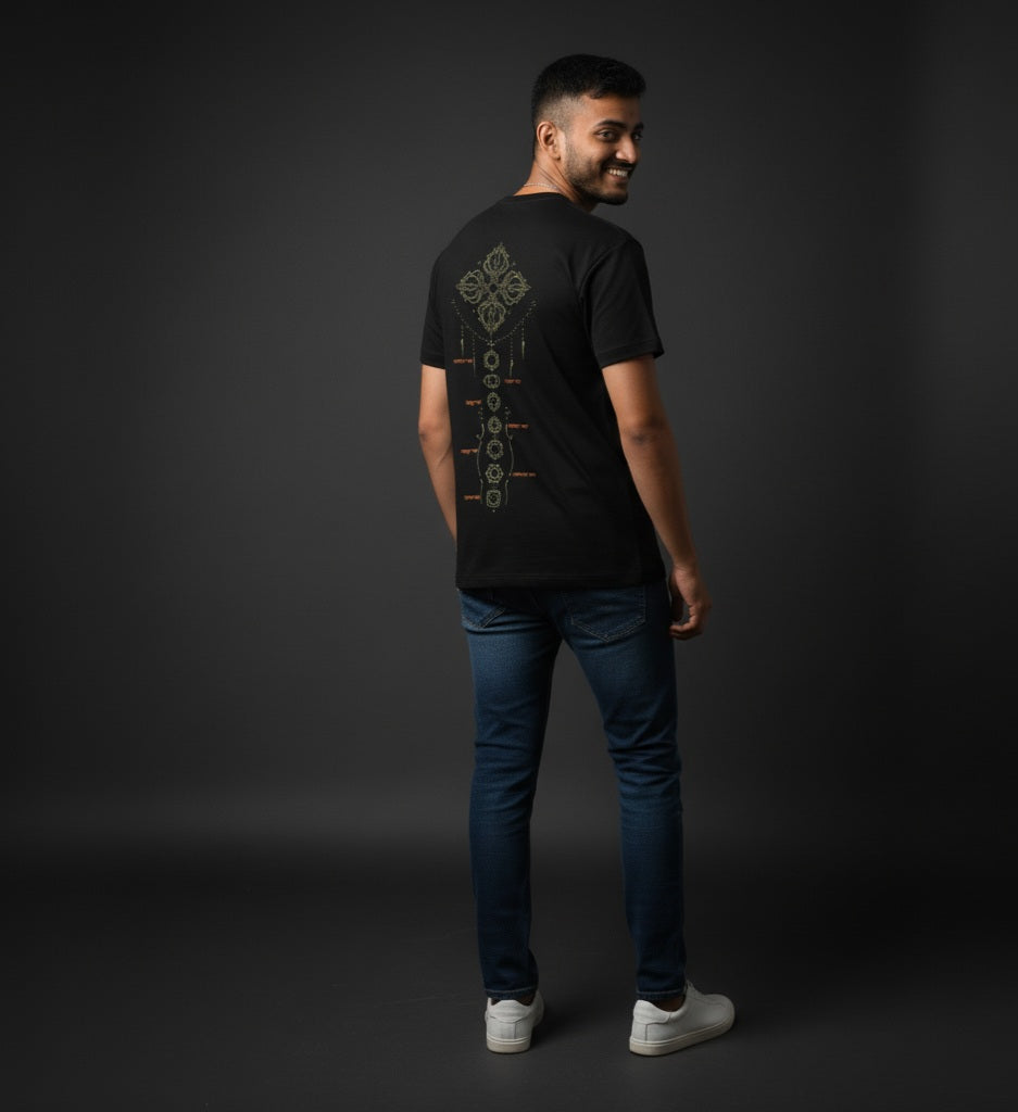 अहं ब्रह्मास्मि - Round Neck Pure Cotton Black T-Shirt